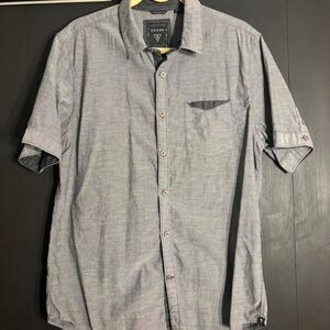 GUESS Men's Grey Button-Up Shirt - Size Large
